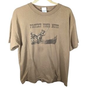 Vintage Tennessee River Squirrel "Protect Your Nuts" Comedy Funny Tshirt Mens XL